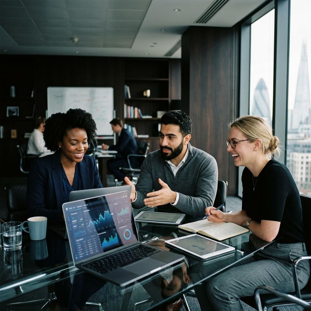 Analysten-Team bei der Marktanalyse